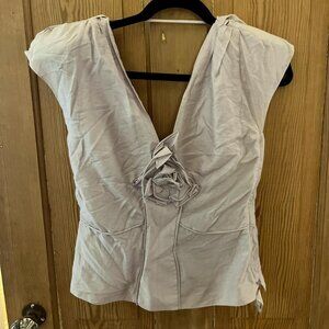 Yves Saint Laurent by Tom Ford Periwinkle Floral Appliqué Blouse